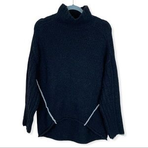 ANTHROPOLOGIE Moth Oversized Mock Neck Wool Blend High Low Pullover Sweater XS